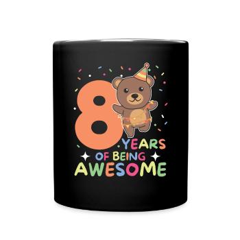 Bear for 8th birthday children eight years old - Full Colour Mug - black - Front