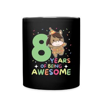Horse for 8th birthday Children eight years old - Full Colour Mug - black - Front
