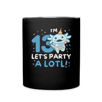 13th Birthday Axolotl Thirteen Years Cute Axolotls - Full Colour Mug - black - Front