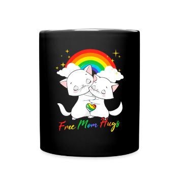 Kostenlose Mama-Umarmungen | Katzen | LGBT-| Pride-Monat - Tasse einfarbig - Schwarz - Vorne