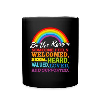 LGBT-Eltern | Schwule | Regenbogenflagge | Pride-Monat - Tasse einfarbig - Schwarz - Vorne