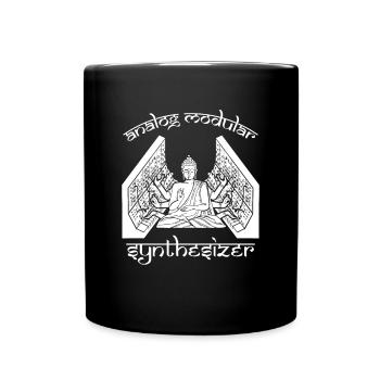 Analog Modular Synthesizer Buddhism Buddha - Full Colour Mug - black - Front