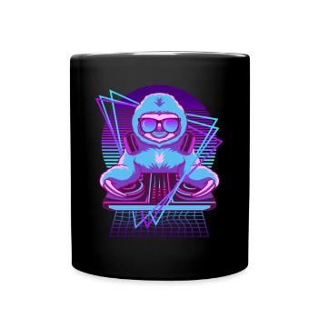 Vaporwave Faultier DJ Pult Faultier - Tasse einfarbig - Schwarz - Vorne