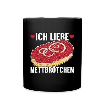 Mettbrötchen Mett Mettigel - Tasse einfarbig - Schwarz - Vorne