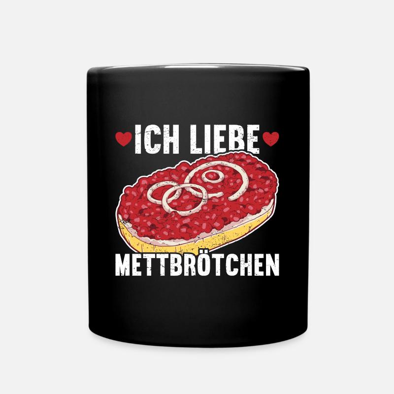 Mettbrötchen Mett Mettigel - Tasse einfarbig - Schwarz
