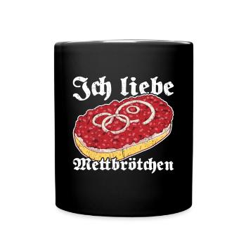 Mettbrötchen Mett Mettigel - Tasse einfarbig - Schwarz - Vorne