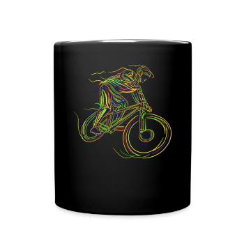 Mountain Bike Line Art Hand Freehand Line Drawing - Full Colour Mug - black - Front
