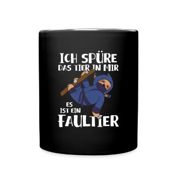 Ich Spüre Das Tier In Mir Es Ist Ein Faultier - Tasse einfarbig - Schwarz - Vorne