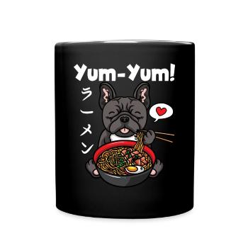 Japon Anime Bulldog Ramen Nouilles Chien Kawaii - Mug uni - noir - Devant