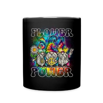 Flower Power Gnomes Tie Dye Peace - Tasse einfarbig - Schwarz - Vorne
