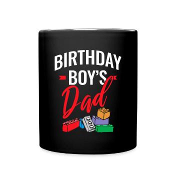 Le père d’un garçon d’anniversaire construit des blocs de construction - Mug uni - noir - Devant