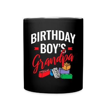 Birthday boy Grandpa building blocks - Full Colour Mug - black - Front