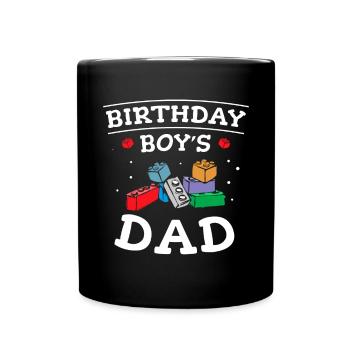 Father of birthday boy builds building blocks - Full Colour Mug - black - Front