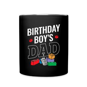 Father of birthday boy builds building blocks - Full Colour Mug - black - Front