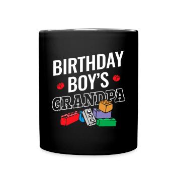 Birthday boy Grandpa building blocks - Full Colour Mug - black - Front