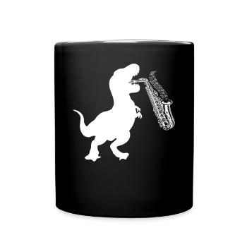 Dino Saxophone Saxophonist Dinosaur Sax Player - Tasse einfarbig - Schwarz - Vorne