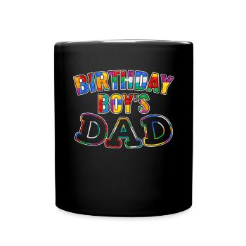 Father of birthday boy builds building blocks - Full Colour Mug - black - Front
