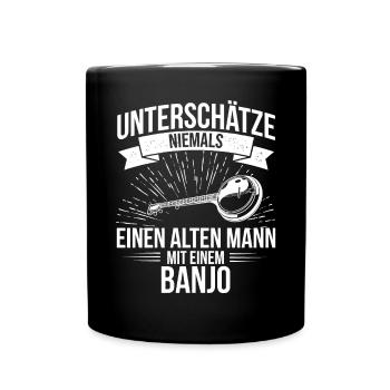Banjo Banjospieler Banjoist - Tasse einfarbig - Schwarz - Vorne