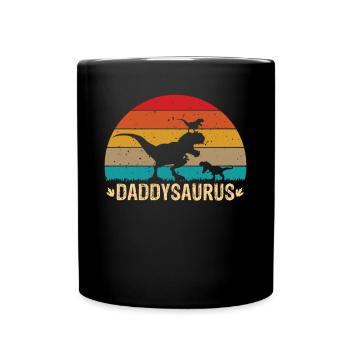 Daddysaurus T-Rex Retro Vatertag Dinosaurier Papa - Tasse einfarbig - Schwarz - Vorne