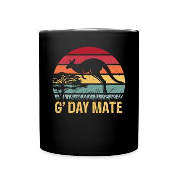 G'day Mate Kangaroo Aussie Australia Roo Gday Kump - Tasse einfarbig - Schwarz - Vorne