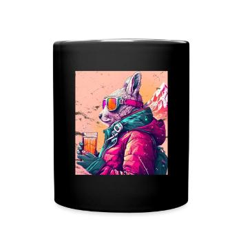 Winter Rabbit Ski Snowboard Snow Rabbit - Full Colour Mug - black - Front