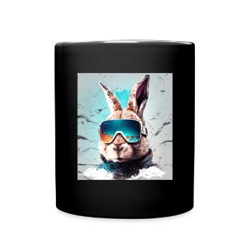 Winter Rabbit Ski Snowboard Snow Rabbit - Full Colour Mug - black - Front