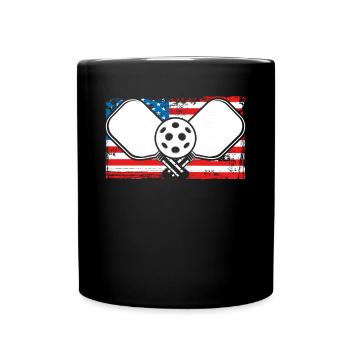 Batte de pickleball sur un drapeau américain - Mug uni - noir - Devant