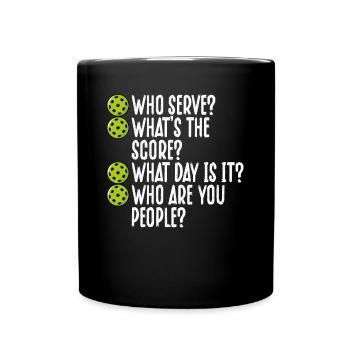 Many questions about Pickleball - Full Colour Mug - black - Front