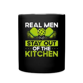 Les vrais hommes restent loin de la cuisine - Mug uni - noir - Devant