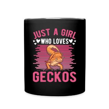 Gecko Mädchen Leopardengecko - Tasse einfarbig - Schwarz - Vorne