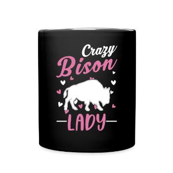 Crazy Bison Lady Water Buffalo Mrs. Buffalo - Full Colour Mug - black - Front