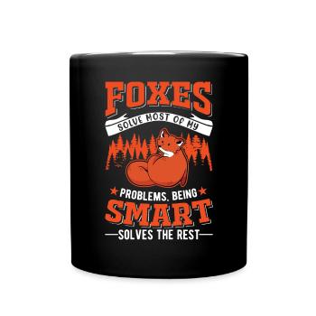 Fuchs Geschenk Rotfuchs - Tasse einfarbig - Schwarz - Vorne