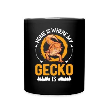 Zuhause ist wo mein Gecko ist - Tasse einfarbig - Schwarz - Vorne