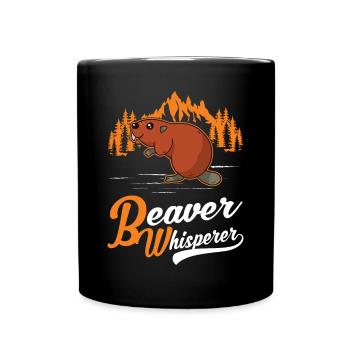 Biber Flüsterer Beaver Whisperer - Full Colour Mug - black - Front