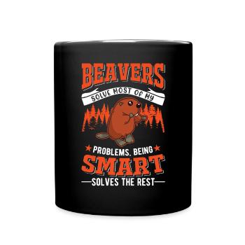 Biber Geschenk Biberdamm - Tasse einfarbig - Schwarz - Vorne