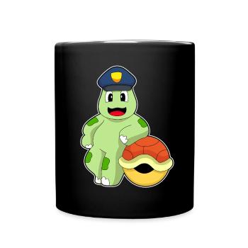 Tortue policier casquette police - Mug uni - noir - Devant
