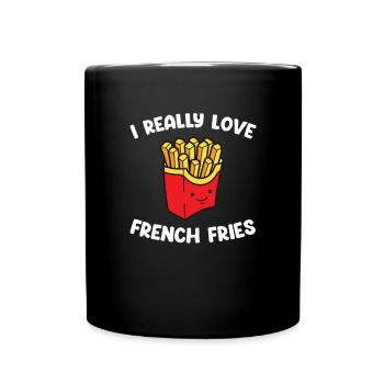 Français Frites Drôles de patates douces Frites Restauration rapide - Mug uni - noir - Devant