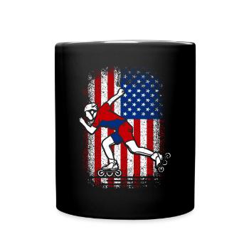 Patin à roues alignées drapeau américain - Mug uni - noir - Devant