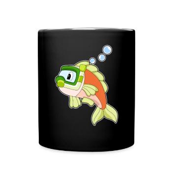 Fisch Taucher Schnorchel Tauchen - Tasse einfarbig - Schwarz - Vorne