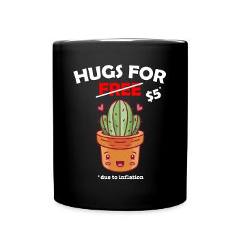 Funny cute cactus valentine costume Hugs For Free - Tasse einfarbig - Schwarz - Vorne