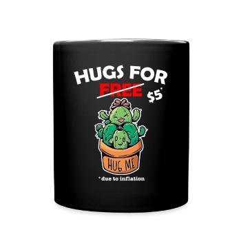 Funny cute cactus valentine costume Hugs For Free - Tasse einfarbig - Schwarz - Vorne