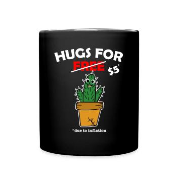 Funny cute cactus valentine costume Hugs For Free - Tasse einfarbig - Schwarz - Vorne