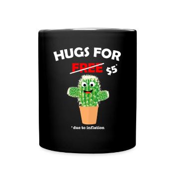 Funny cute cactus valentine costume Hugs For Free - Tasse einfarbig - Schwarz - Vorne