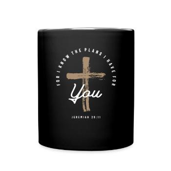 Religious Bible Verse Cross Jeremiah 29:11 - Full Colour Mug - black - Front