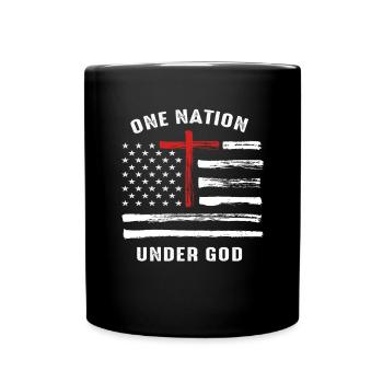Christian Faith Family Vintage USA Flag - Full Colour Mug - black - Front