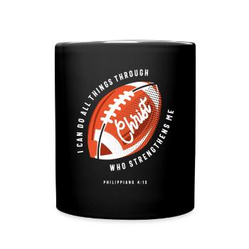 Christian Football Religious Philippians 4:13 - Full Colour Mug - black - Front