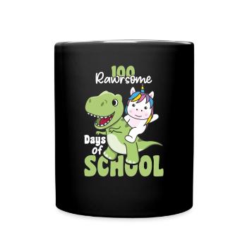 100 rawrsome days of school Unicorn Trex 100 Days - Full Colour Mug - black - Front