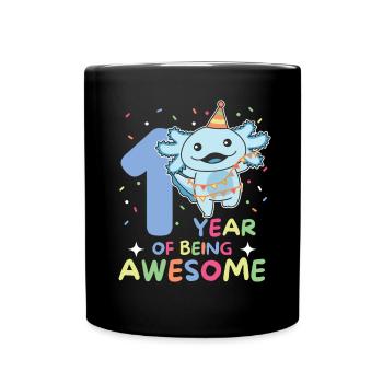 Axolotl for 1st birthday for children one year old - Full Colour Mug - black - Front