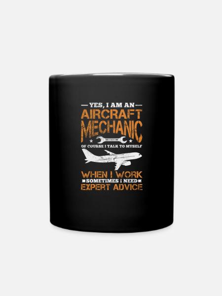 Aircraft Mechanic Aviation Airplane Gift - Full Colour Mug - black