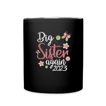 Schwangerschaft Grosse Schwester - Tasse einfarbig - Schwarz - Vorne